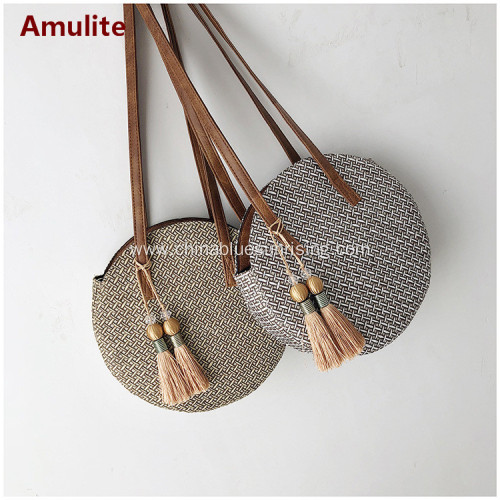 Round Summer Straw Large Woven Shoulder Bag Handbag